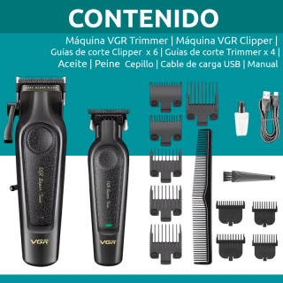 ست ماشین اصلاح و خط زن صفر زن شارژی وی جی ار مدل V-197 & 995